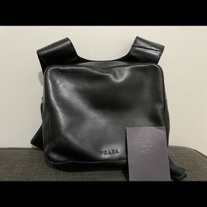 Prada chest rig 1999 black leather bag